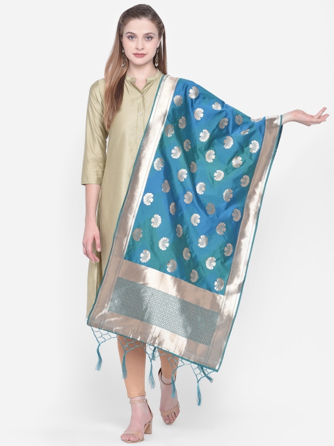 

Dupatta Bazaar Blue & Gold-Coloured Woven Design Banarasi Silk Dupatta