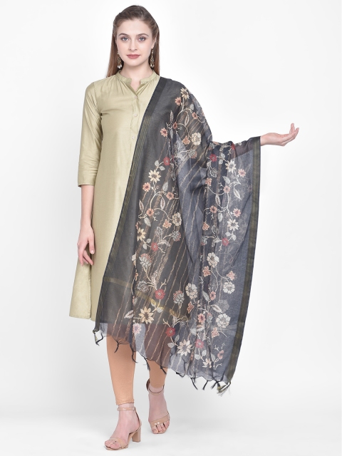 

Dupatta Bazaar Black & Cream-Coloured Digitally Printed Dupatta