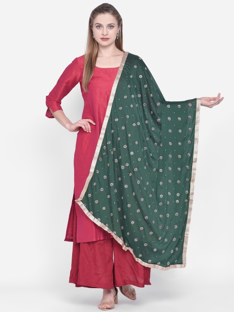 

Dupatta Bazaar Green & Gold-Coloured Embellished Dupatta