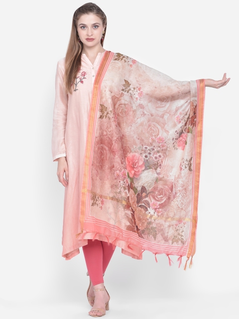 

Dupatta Bazaar Peach-Coloured Digitally Printed Dupatta