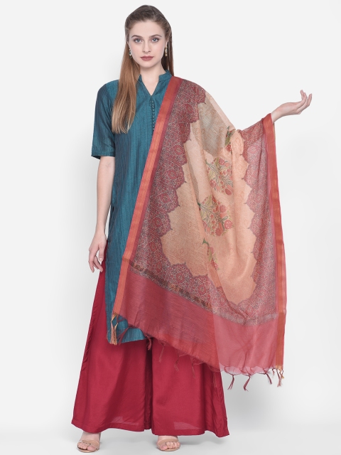 

Dupatta Bazaar Orange Cotton Silk Printed Dupatta