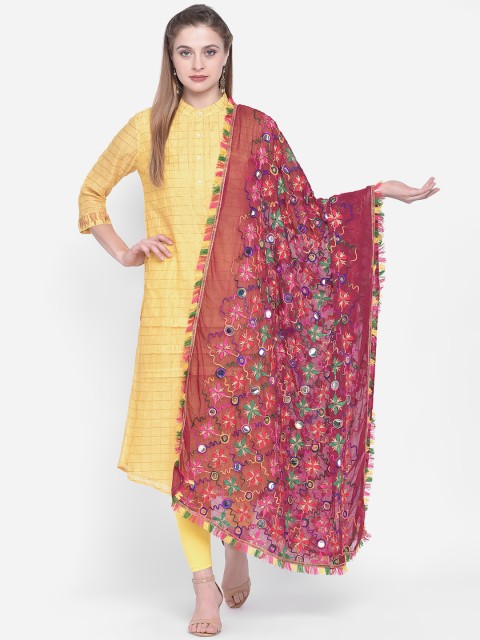 

Dupatta Bazaar Maroon Mirror Work Dupatta