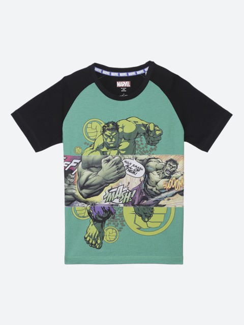 

Kids Ville Boys Green Hulk Printed Round Neck T-shirt