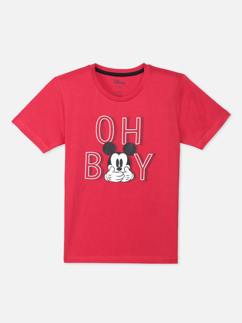 

Kids Ville Boys Red Mickey Printed Round Neck Pure Cotton T-shirt