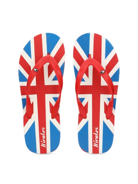 

HIROLAS Men Red & Blue Printed Thong Flip-Flops
