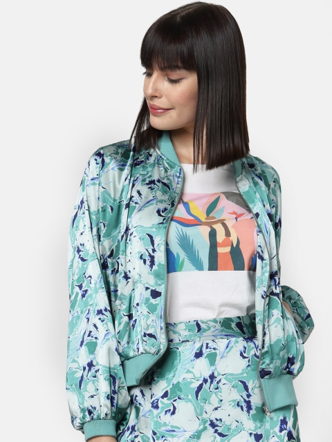 

Vero Moda Women Green & White Printed Lightweight Bomber Jacket
