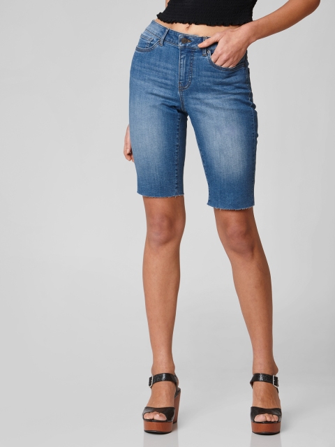 

Vero Moda Women Blue Solid Slim Fit Denim Shorts