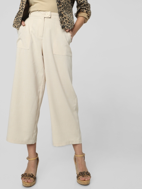 

Vero Moda Women Beige Loose Fit Solid Parallel Trousers