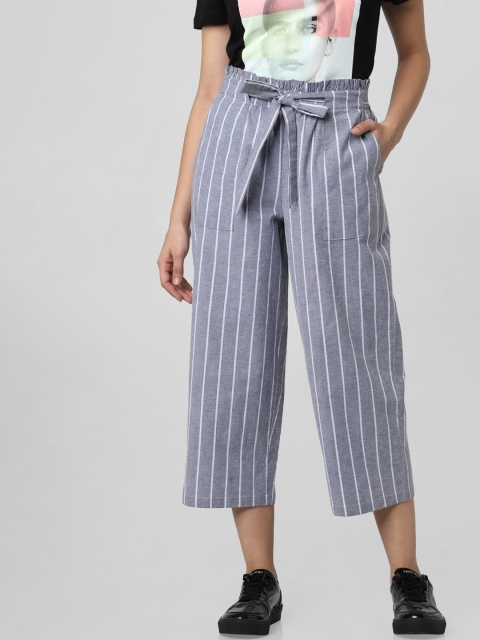 

Vero Moda Women Grey & White Loose Fit Striped Culottes with Tie-up