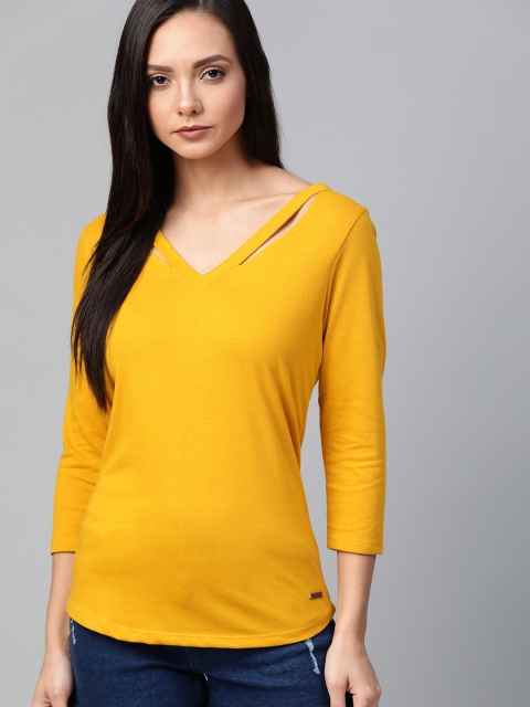 

Roadster Women Mustard Yellow Solid Top