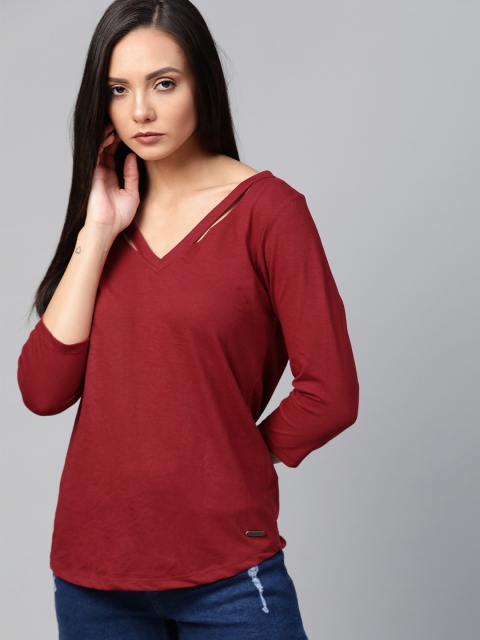 

Roadster Women Maroon Solid Top