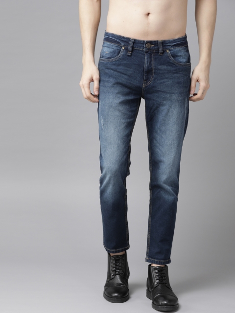 

Roadster Men Navy Blue Slim Tapered Fit Mid-Rise Low Distress Stretchable Jeans