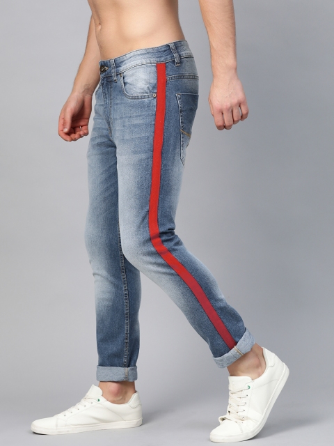 

Roadster Men Blue Skinny Fit Mid-Rise Clean Look Stretchable Side Stripe Jeans