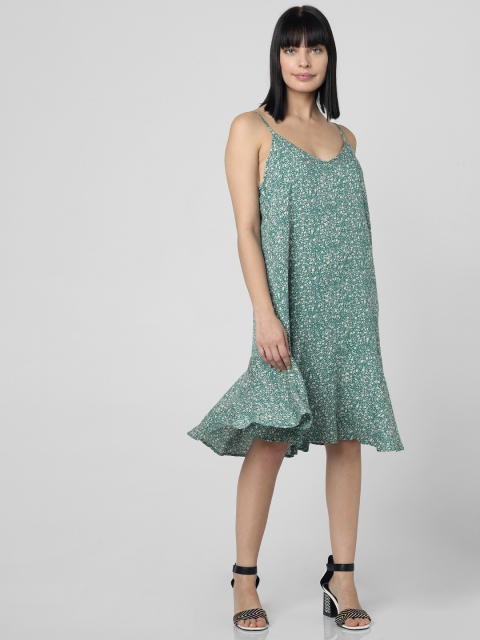 

Vero Moda Women Green & Off-White Printed A-Line Dress