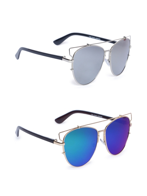 

EPICINK hob Unisex Set of 2 Wayfarer Sunglasses, Silver