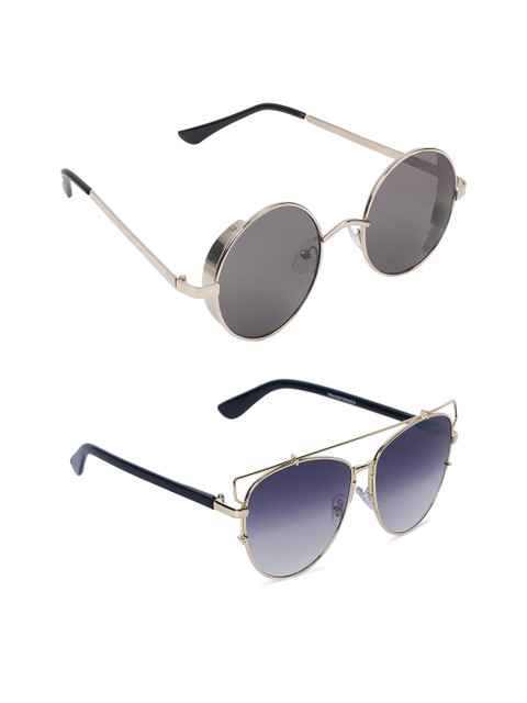 

EPICINK hob Unisex Set of 2 Oval Sunglasses EP-7702503-01, Black