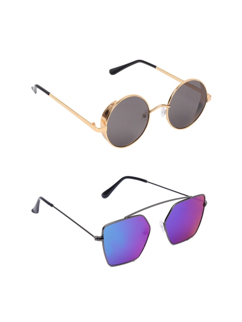 

EPICINK hob Set Of 2 Unisex Round UV Protected Sunglasses EP-2255701, Blue