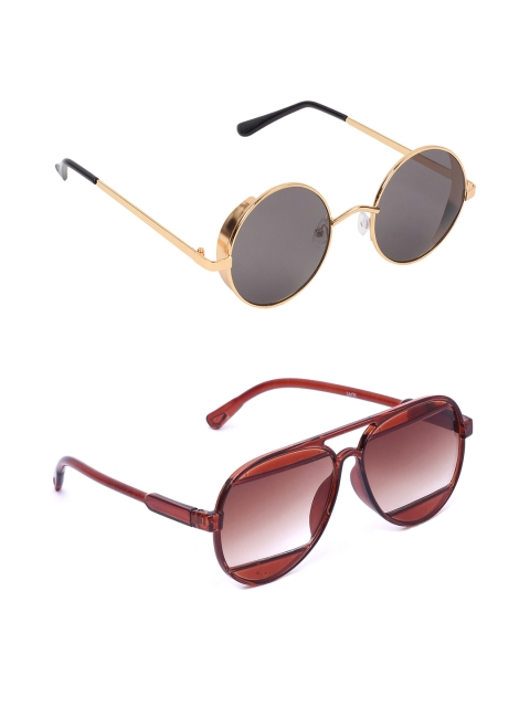 

EPICINK hob Unisex Set of 2 Sunglasses EP-VO2602-04, Brown