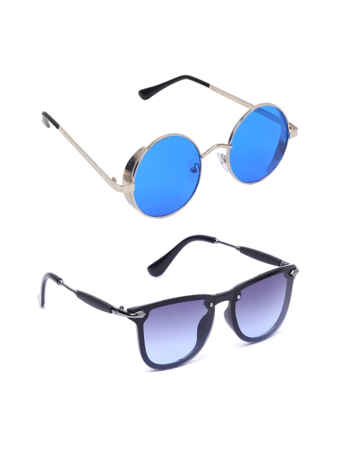 

EPICINK hob Set Of 2 Unisex Round UV Protected Sunglasses EP-2145003, Blue