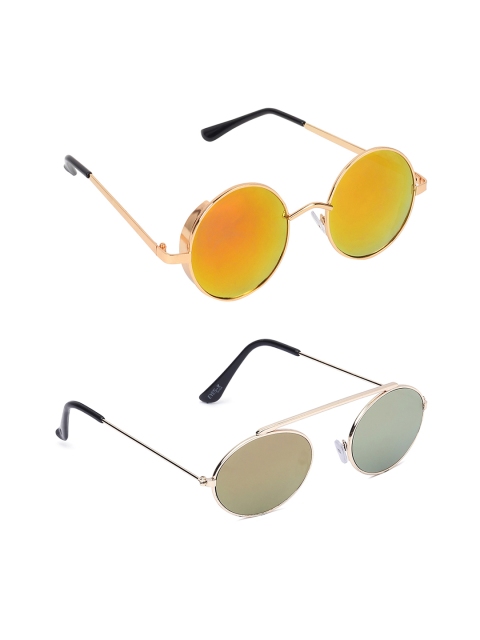 

EPICINK hob Unisex Set of 2 Round UV Protected Sunglasses EP-5716407-07, Orange