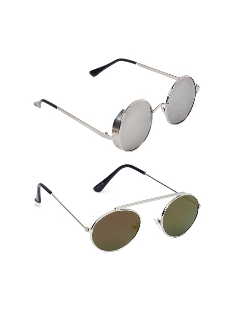 

EPICINK hob Unisex Round UV Protected Sunglasses EP-5716403-02, Silver