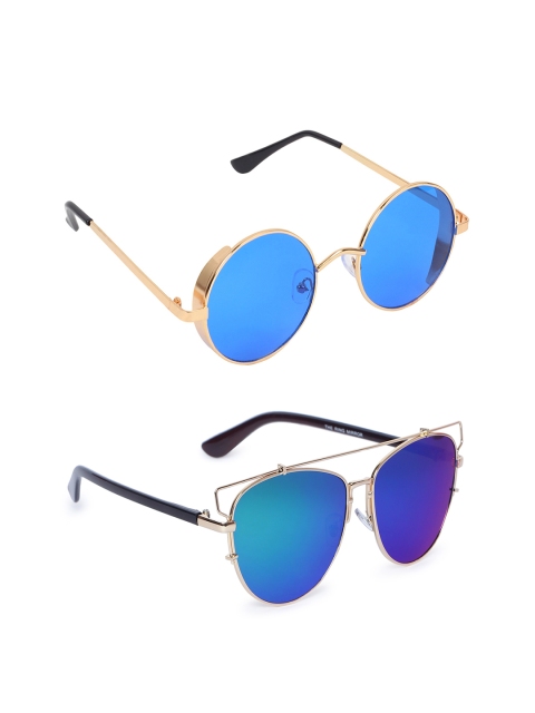 

EPICINK hob Unisex Set of 2 Oval Sunglasses EP-7702405-09, Blue