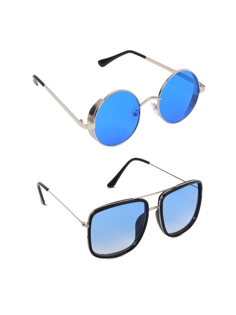 

EPICINK hob Unisex Set of 2 Oval Sunglasses EP-A095802-05, Blue