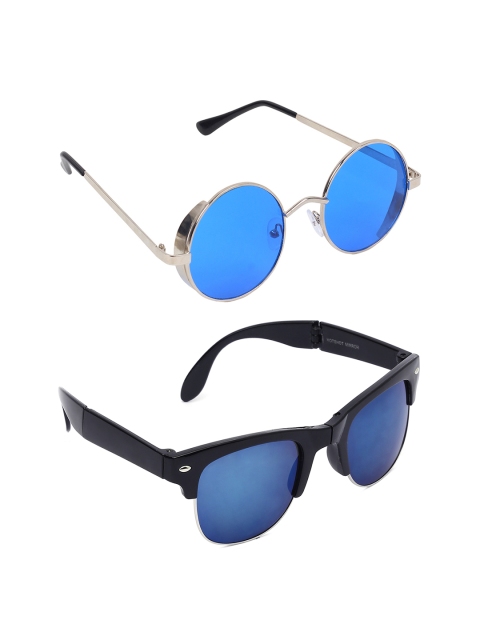 

EPICINK hob Set Of 2 Unisex Round UV Protected Sunglasses EP-2018104, Blue