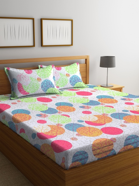 

BOMBAY DYEING Multicoloured Geometric 144 TC Cotton 1 King Bedsheet with 2 Pillow Covers, Multi