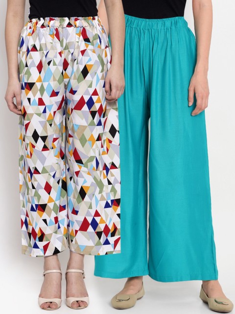 

TAG 7 Women Women Pack of 2 Wide Leg Palazzos, Multi