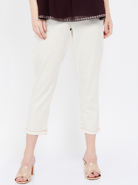 

Melange by Lifestyle Women Off-White Regular Fit Solid Regular Trousers