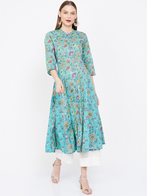 

Melange by Lifestyle Women Turquoise Blue & Green Printed A-Line Kurta