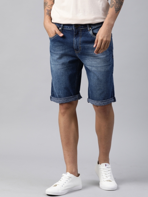 

Mast & Harbour Men Blue Solid Regular Fit Denim Shorts