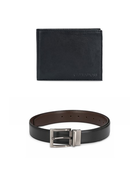 

Calvadoss Men Premium Genuine Leather Belt & Wallet Gift Set, Black