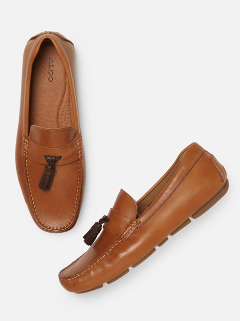 

ALDO Men Brown Solid Leather Loafers