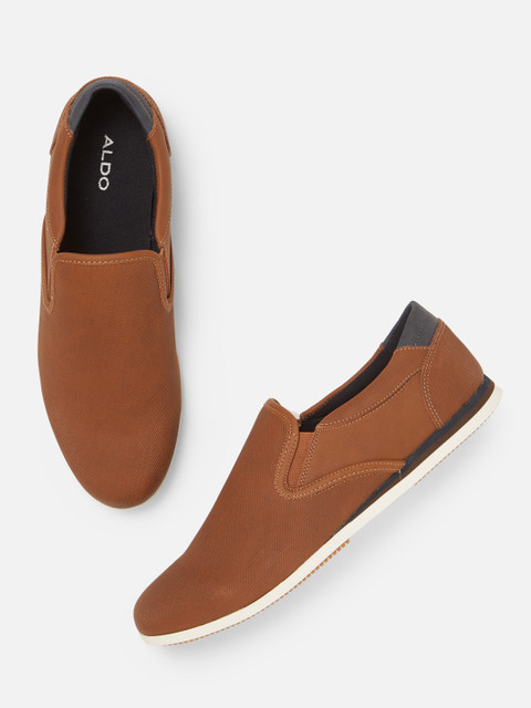 

ALDO Men Brown & Navy Blue Colourblocked Slip-On Sneakers