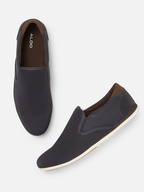

ALDO Men Navy Blue & Brown Colourblocked Slip-On Sneakers