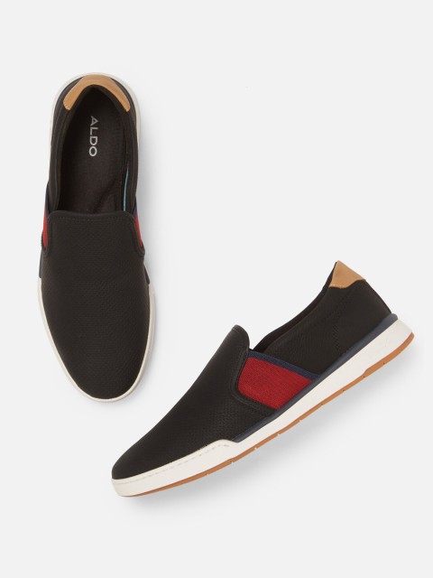 

ALDO Men Black & Red Slip-On Sneakers
