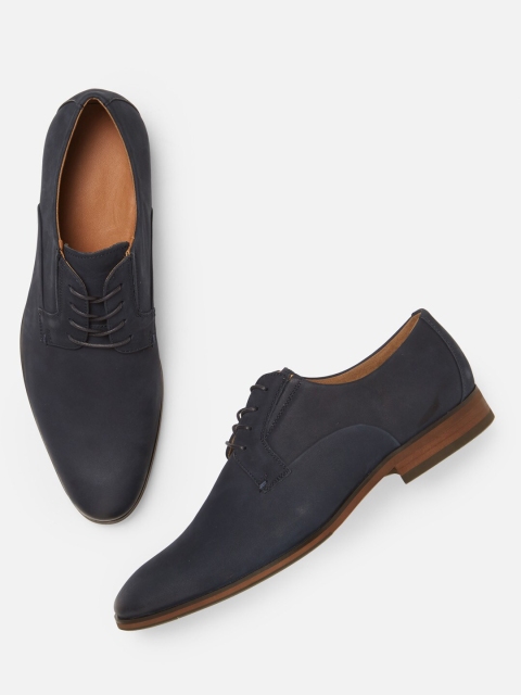 

ALDO Men Navy Blue Solid Leather Formal Derbys