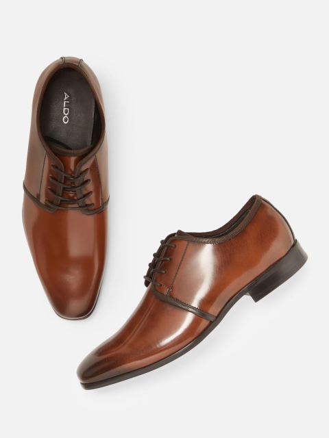 

ALDO Men Brown Solid Leather Formal Derbys