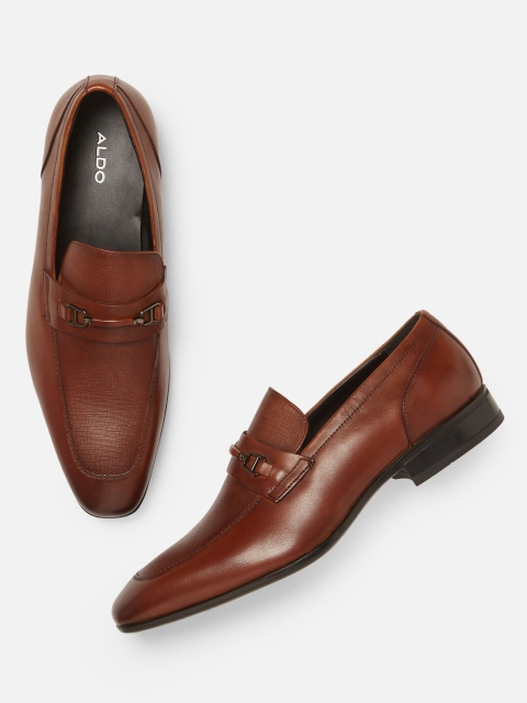 

ALDO Men Brown Textured Leather Formal Loafers