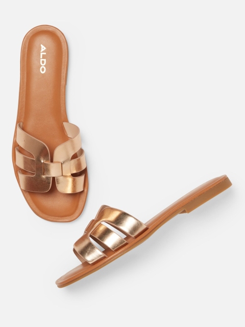 

ALDO Women Rose Gold Solid Open Toe Flats