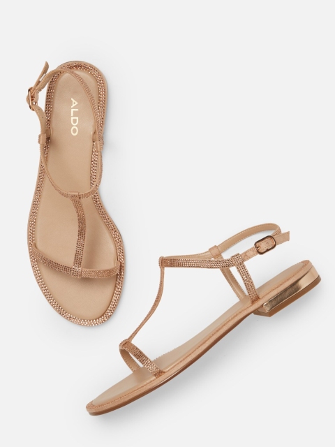 

ALDO Women Rose Gold Solid Open Toe Flats