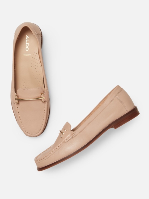 

ALDO Women Beige Leather Loafers