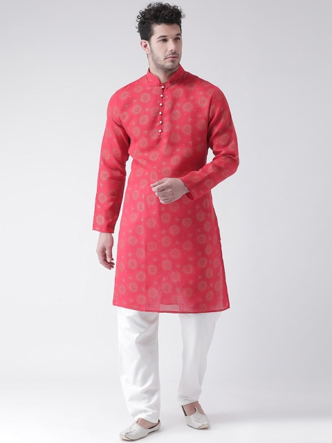 

SG LEMAN Men Red & Gold-Coloured Printed Kurta with Pyjamas