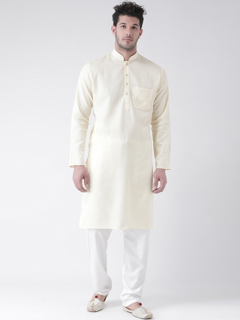 

SG LEMAN Men Cream-Coloured & White Solid Kurta with Pyjamas