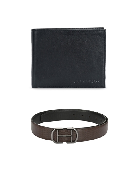 

Calvadoss Men Brown & Black Premium Belt & Wallet Accessory Gift Set