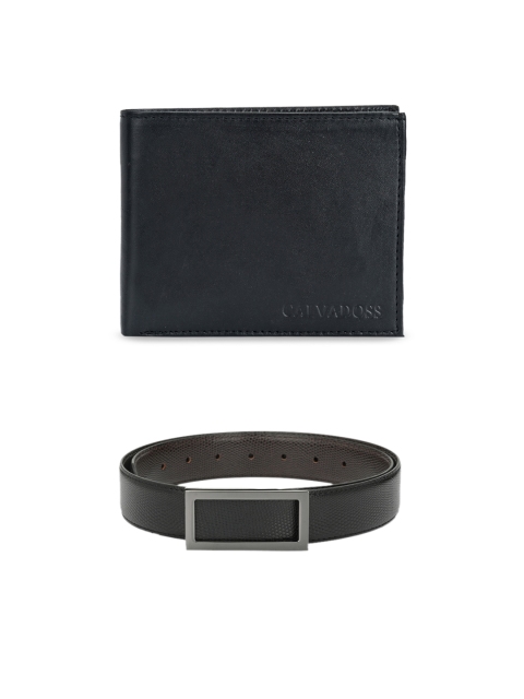 

Calvadoss Men Black & Brown Premium Belt and Wallet Set