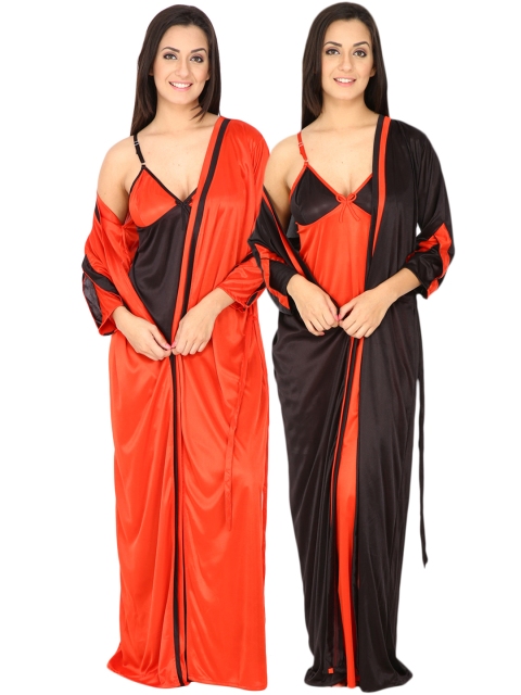 

Secret Wish Pack of 2 Nightdresses with a Robe HC-2P-124-125, Black