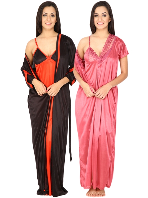 

Secret Wish Pack of 2 Nightdresses with Robes BI-2-HC-2P-125, Orange